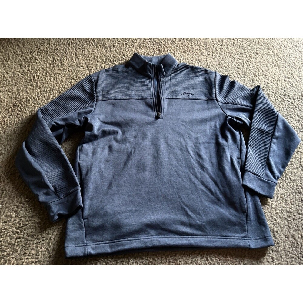 CALLAWAY GOLF PULLOVER 1/4 ZIP SWEATER BLUE MENS SIZE MED EXCELLENT CONDITION